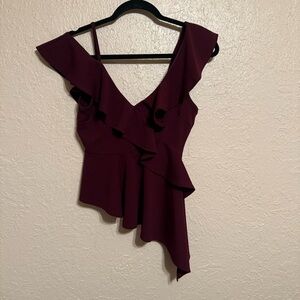 Elegant Burgundy Ruffle Top